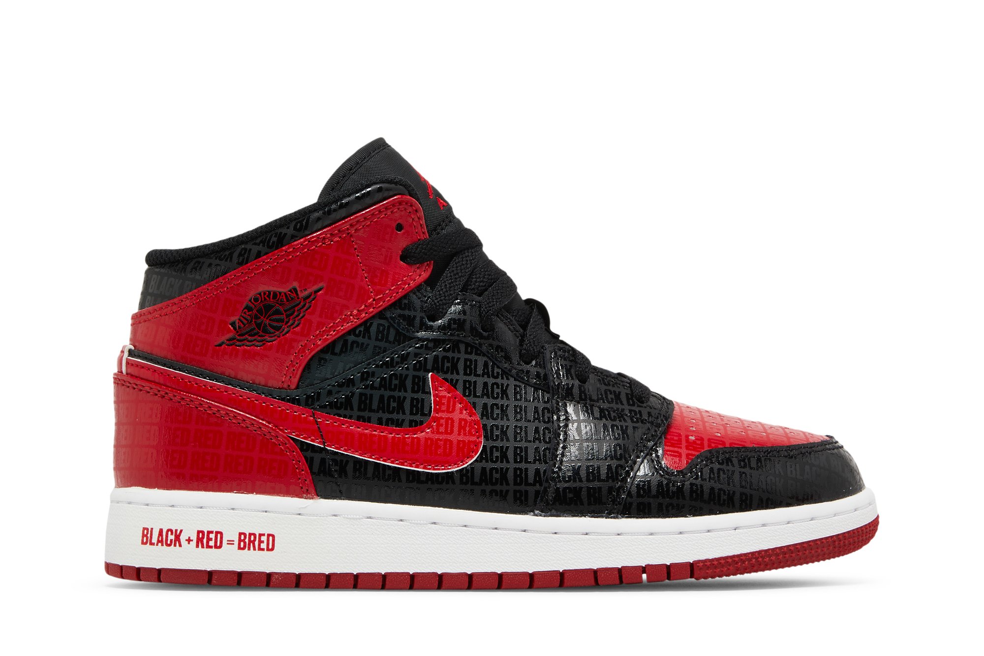 Air Jordan 1 Mid Ss Gs Noir Rouge Bred Suisse