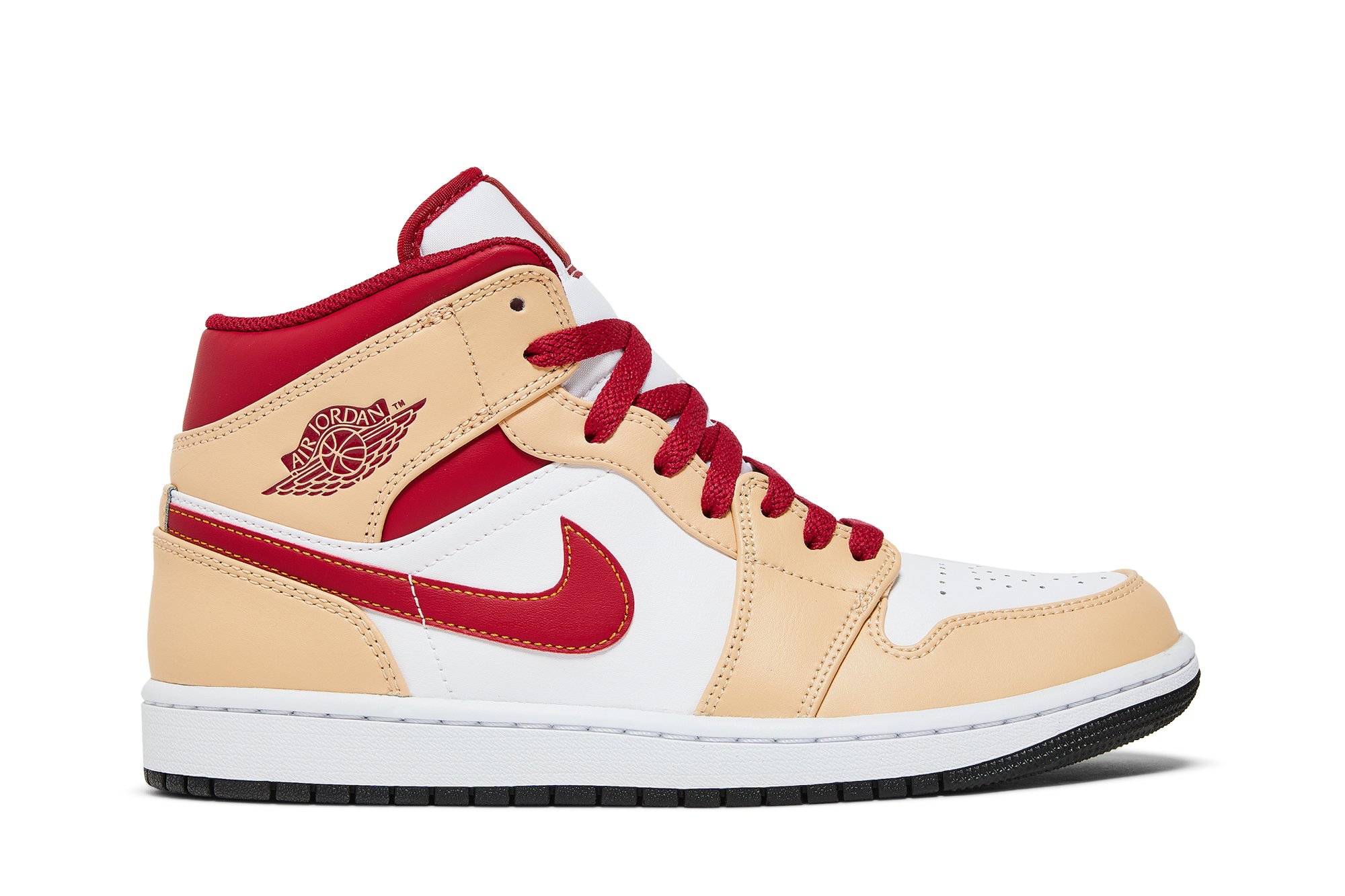 Air Jordan 1 Mid Light Curry Cardinal Rouge Suisse