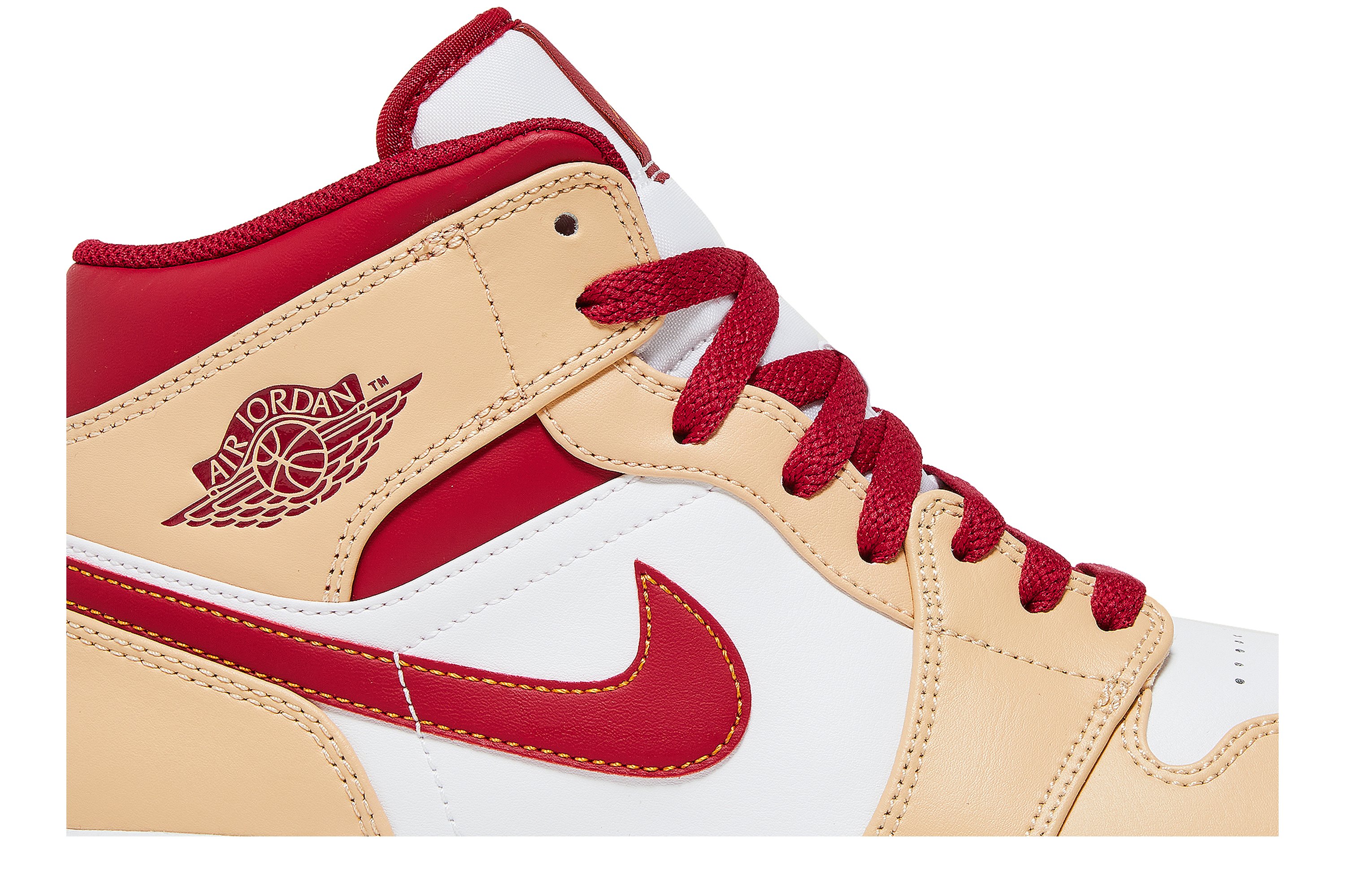 Air Jordan 1 Mid Light Curry Cardinal Rouge Suisse