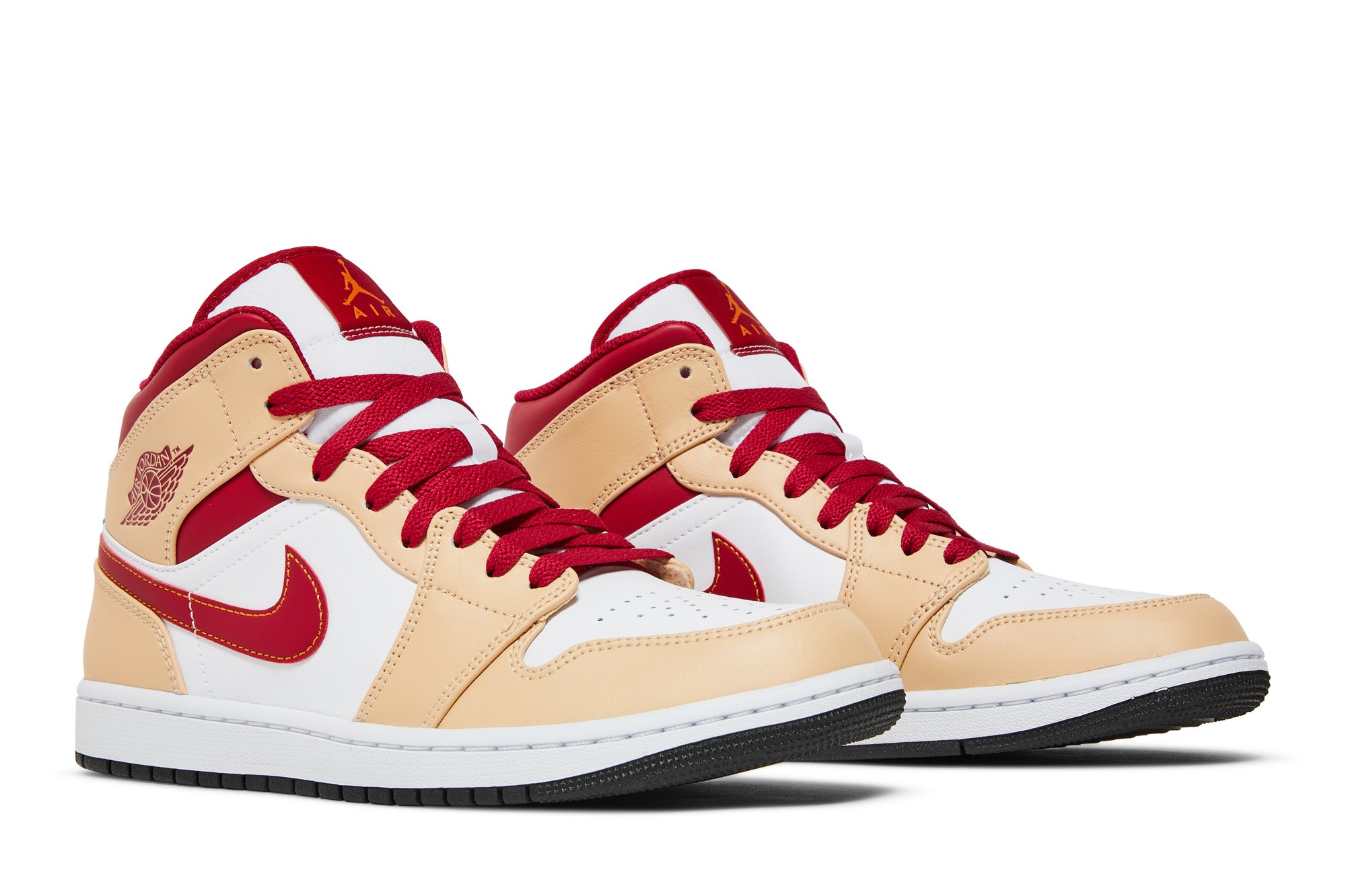 Air Jordan 1 Mid Light Curry Cardinal Rouge Suisse