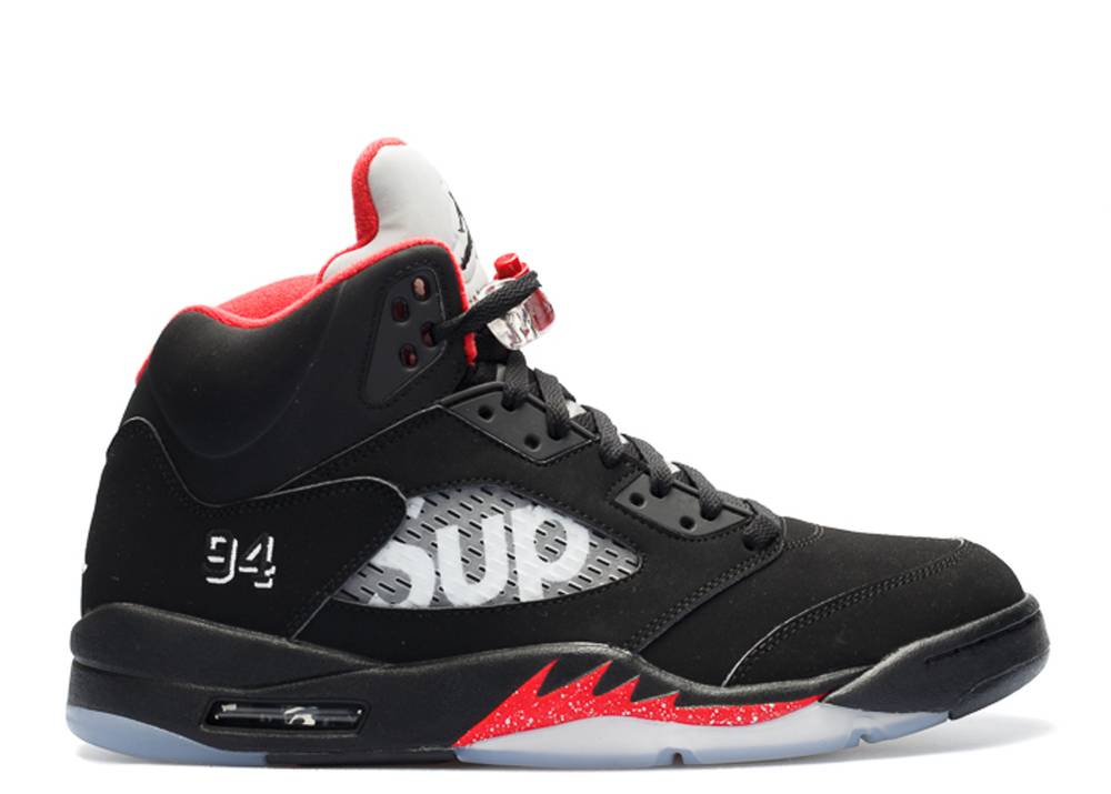Suprême X Air Jordan 5 Rétro Noir Suisse