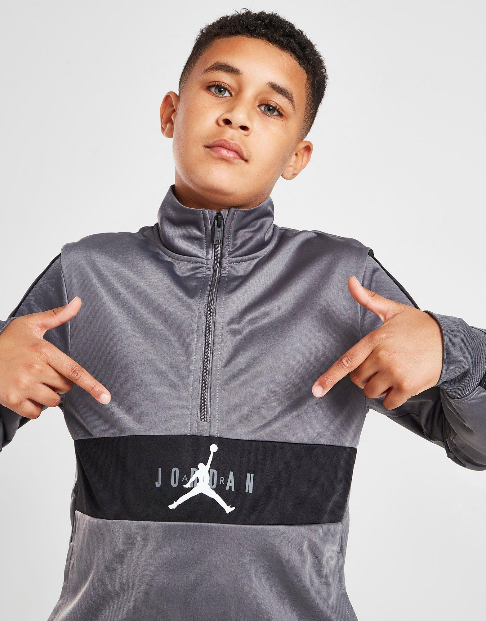 Jordan 1/2 Zip Tricot Survêtement Junior Gris Suisse