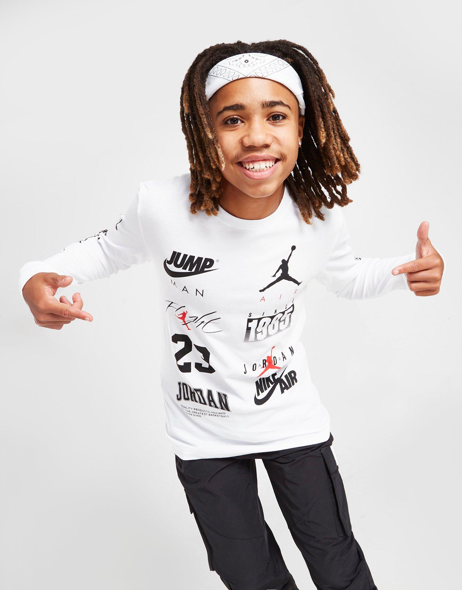 Jordan T-shirt Manches Longues Multi Logo Junior Blanc Suisse