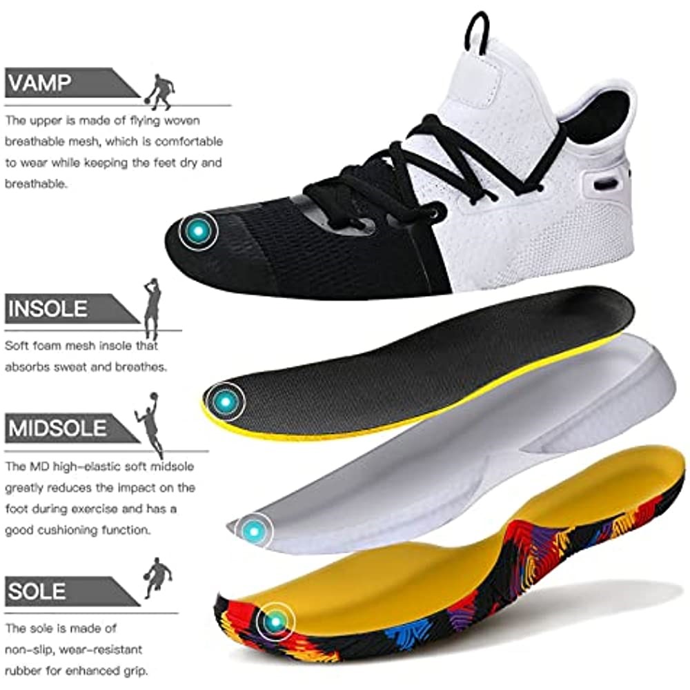 Ashion Chaussures De Basket-ball Pour Garçons Et Filles Baskets De Basket-ball Blanc Suisse