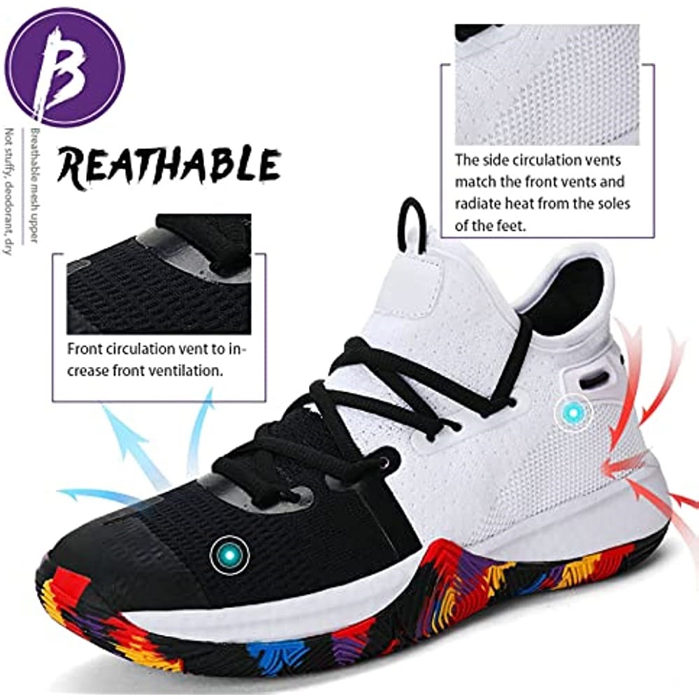 Ashion Chaussures De Basket-ball Pour Garçons Et Filles Baskets De Basket-ball Blanc Suisse