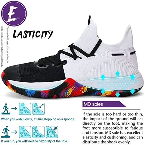 Ashion Chaussures De Basket-ball Pour Enfants Baskets De Basket-ball Pour Garçons Et Filles Blanc Suisse