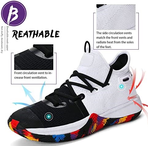 Ashion Chaussures De Basket-ball Pour Enfants Baskets De Basket-ball Pour Garçons Et Filles Blanc Suisse