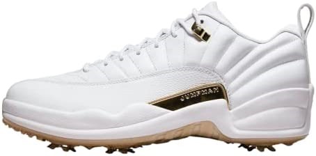 Air Jordan 12 Low Retro Hommes Chaussures De Golf Blanc-blanc-or Suisse