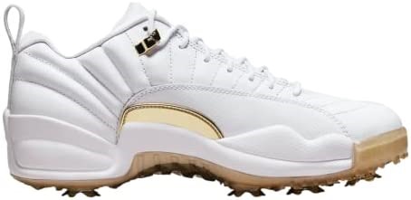 Air Jordan 12 Low Retro Hommes Chaussures De Golf Blanc-blanc-or Suisse