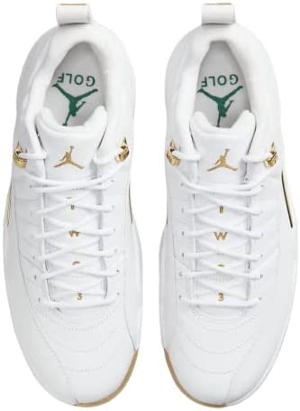 Air Jordan 12 Low Retro Hommes Chaussures De Golf Blanc-blanc-or Suisse