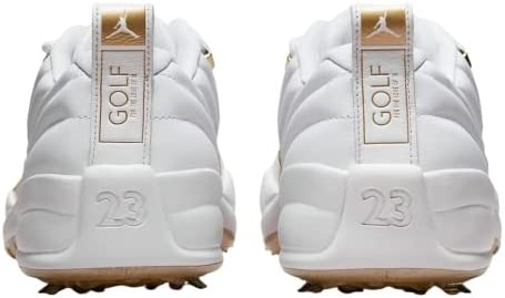 Air Jordan 12 Low Retro Hommes Chaussures De Golf Blanc-blanc-or Suisse
