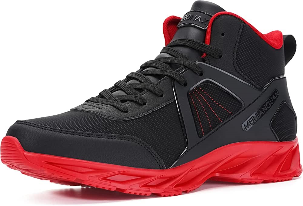 Air Jordan Bronax Chaussures Montantes Hommes Baskets En Cuir à Lacets Imperméables Noir-rouge Suisse