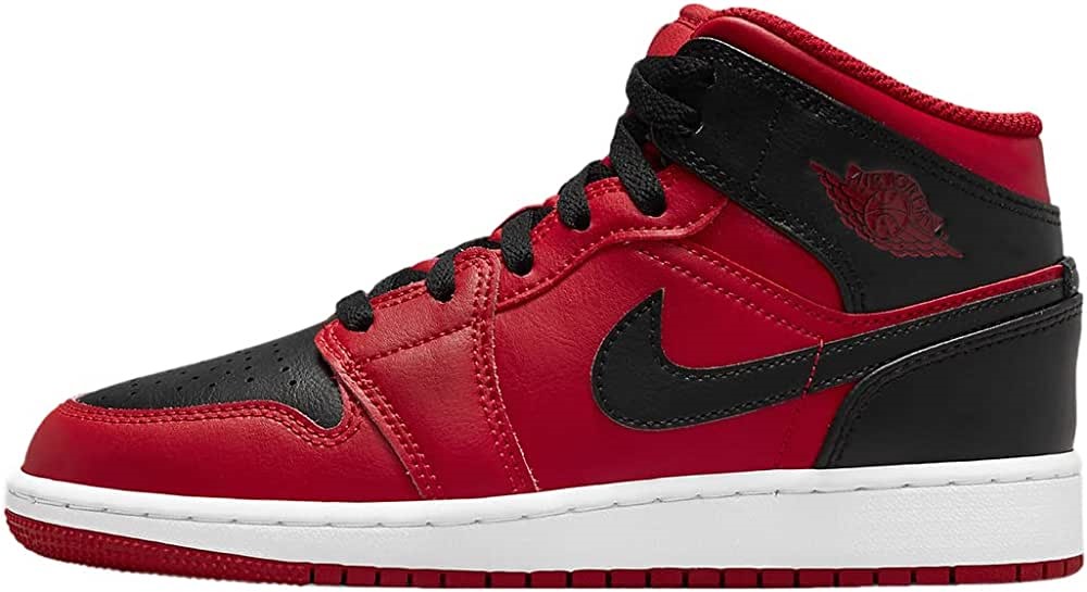 Gros Enfants Air Jordan 1 Mid Reverse Bred Gym Rouge-noir-blanc Suisse