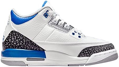 Gros Enfants Air Jordan 3 Retro Blanc-racer Bleu-noir Suisse