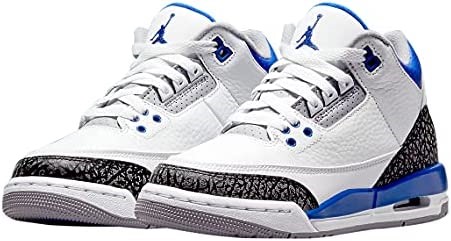 Gros Enfants Air Jordan 3 Retro Blanc-racer Bleu-noir Suisse