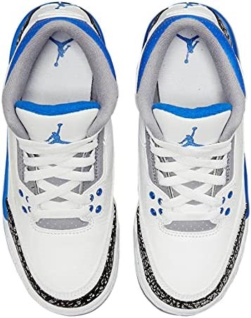 Gros Enfants Air Jordan 3 Retro Blanc-racer Bleu-noir Suisse