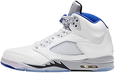 Homme Air Jordan 5 Retro Furtif Blanc-bleu-gris Suisse