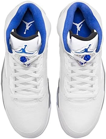 Homme Air Jordan 5 Retro Furtif Blanc-bleu-gris Suisse