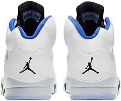 Homme Air Jordan 5 Retro Furtif Blanc-bleu-gris Suisse
