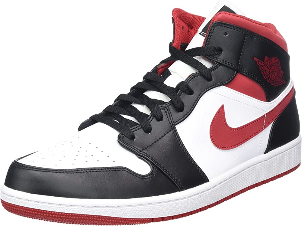 Nike Air Jordan 1 Mid Sneaker Adulte Blanc-gym Rouge-noir Suisse