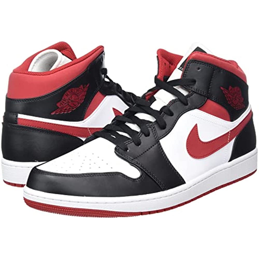 Jeune Air Jordan 1 Mid Gs 554725 Blanc-gym Rouge-noir Suisse