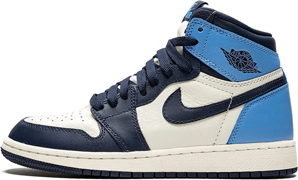 Air Jordan 1 Retro High Og Gs Baskets En Cuir Obsidian-university Blue Suisse