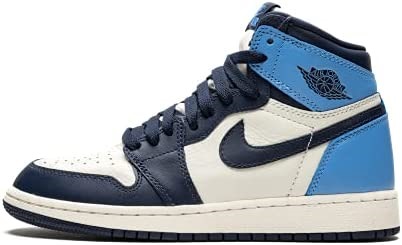 Air Jordan 1 Retro High Og Gs Baskets En Cuir Obsidian-university Blue Suisse